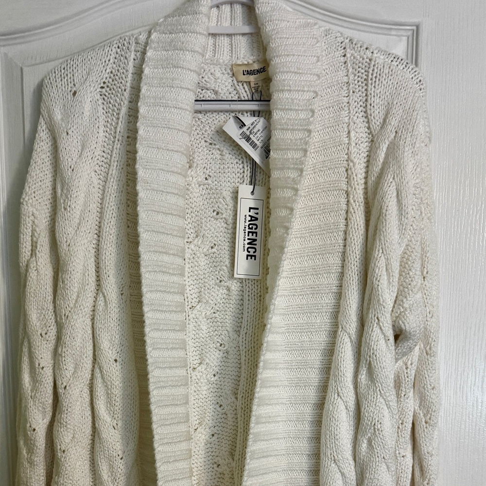 L'AGENCE Ivory Knit Cardigan